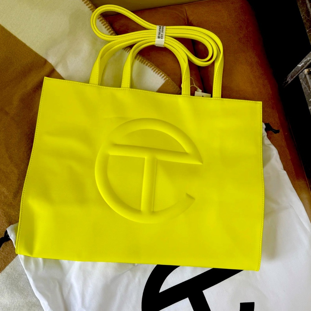 New With Tags Large highlighter yellow Telfar Tote Bag